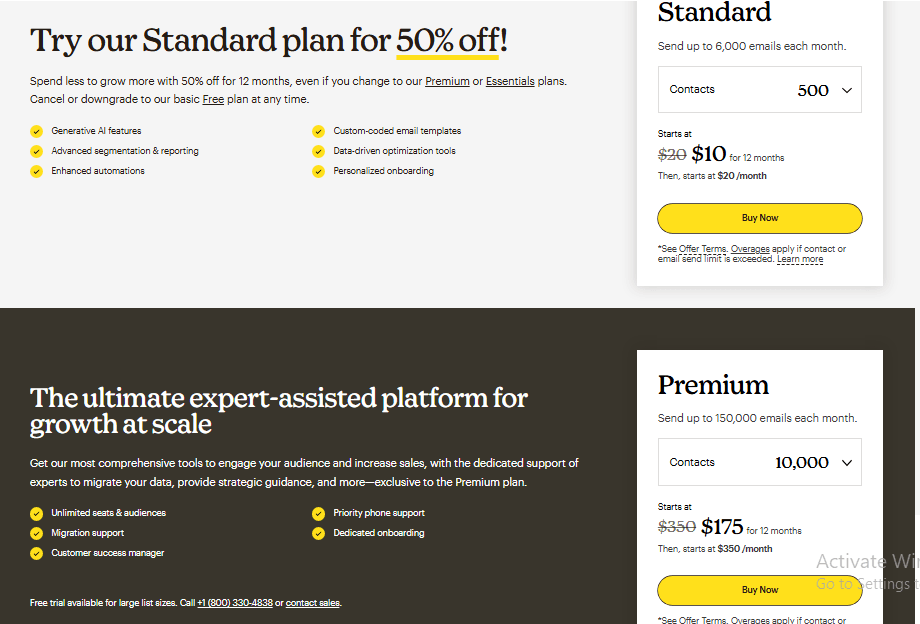MailerLite vs Mailchimp: Mailchimp Pricing