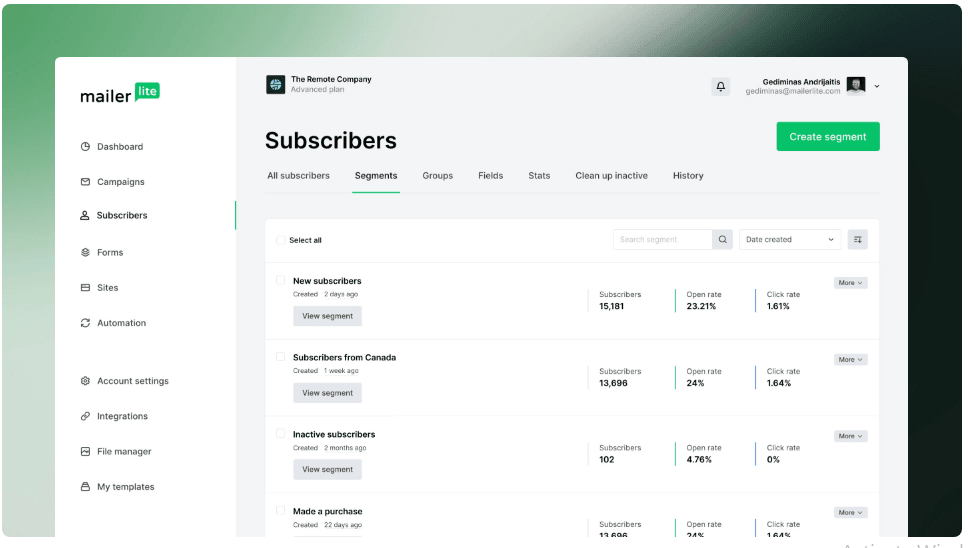 MailerLite vs Mailchimp: MailerLite’s Audience Segmentation and Personalization