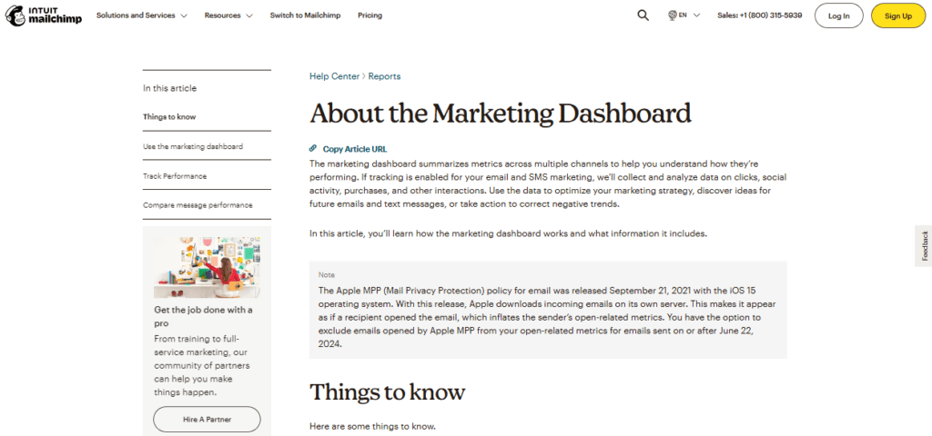MailerLite vs Mailchimp: Mailchimp’s main dashboard
