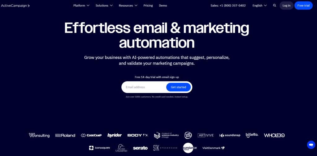 ActiveCampaign vs ClickFunnels: ActiveCampaign dashboard