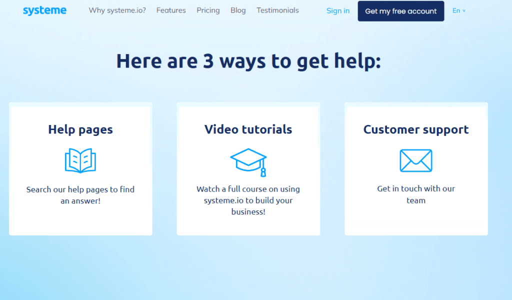 Systeme.io: Customer Support Options