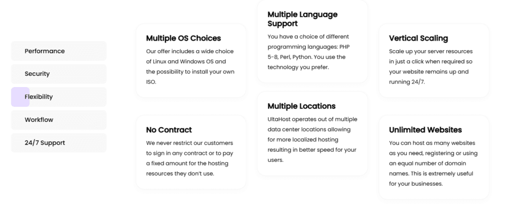 Ultahost: Scalability and Flexibility