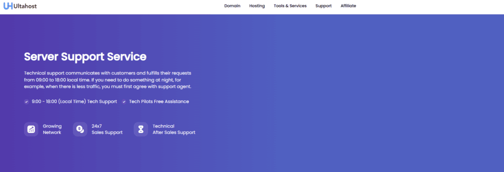 Ultahost: a customer service representative assisting a user.