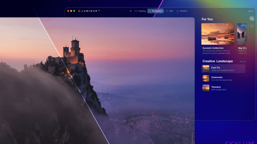 Skylum Luminar Neo: the preset/templating interface