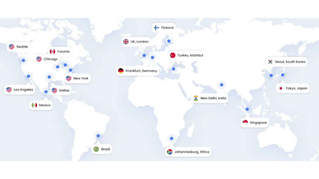 Ultahost: A world map showing Ultahost’s server locations