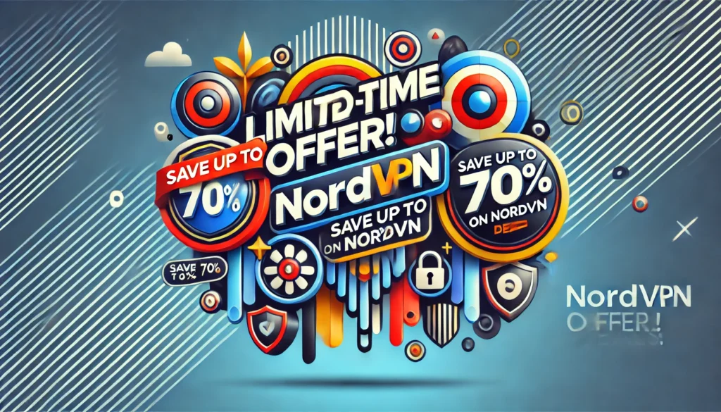 NordVPN cost: Limited-Time Offer" or a sale graphic related to VPN deals.