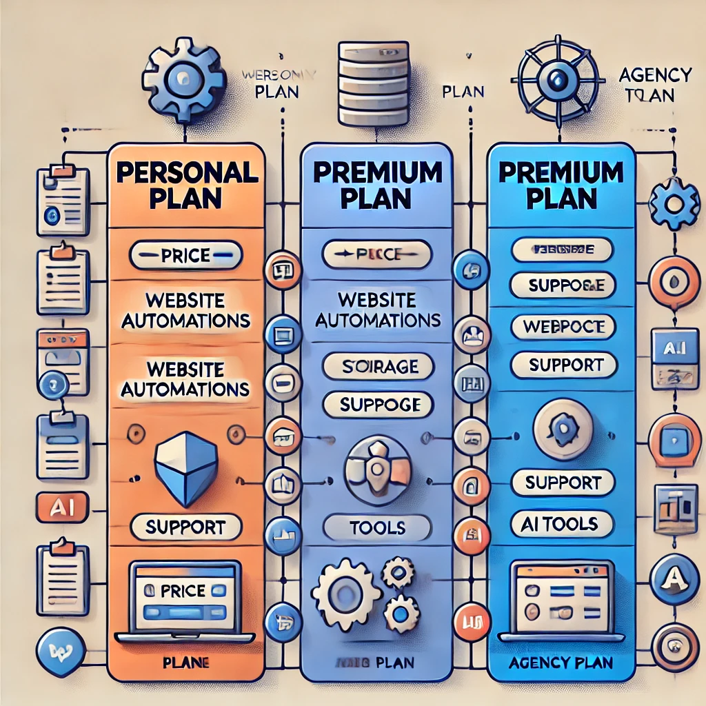 10Web pricing: a visual comparison chart showing different 10Web plans.