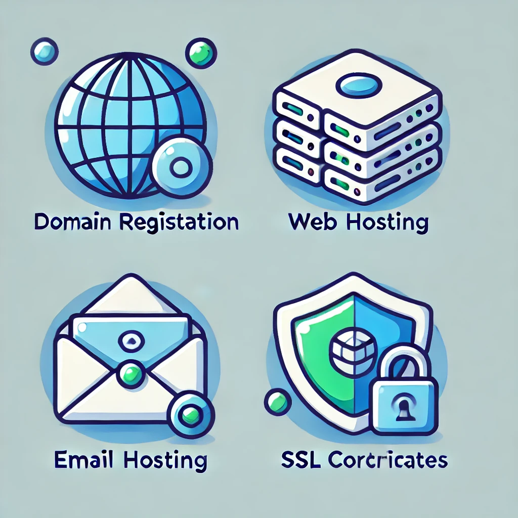 Bigrock.in: Service Icons for domain registration, web hosting, email hosting