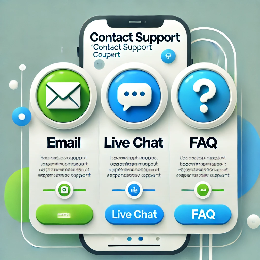 Coupert app: Contact Support" option in the Coupert app