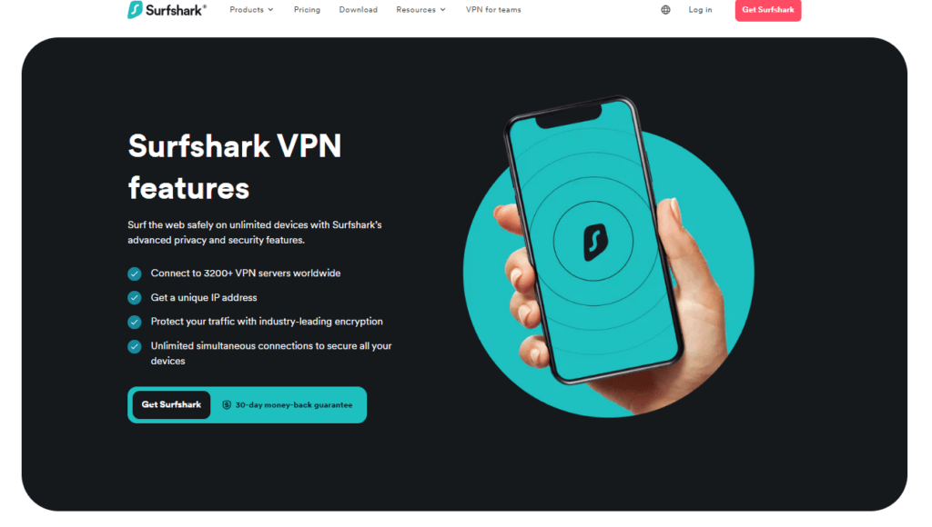 Surfshark VPN: Icons for Features