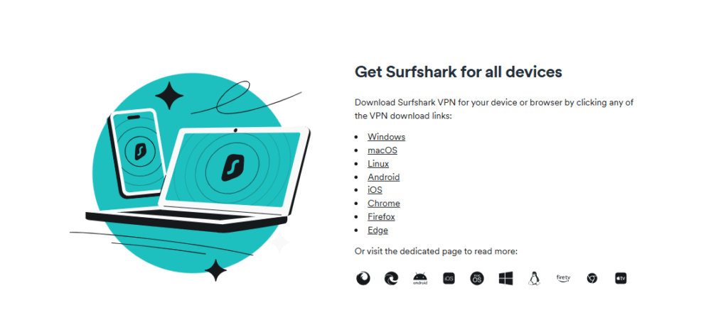 Surfshark VPN: Device Icons
