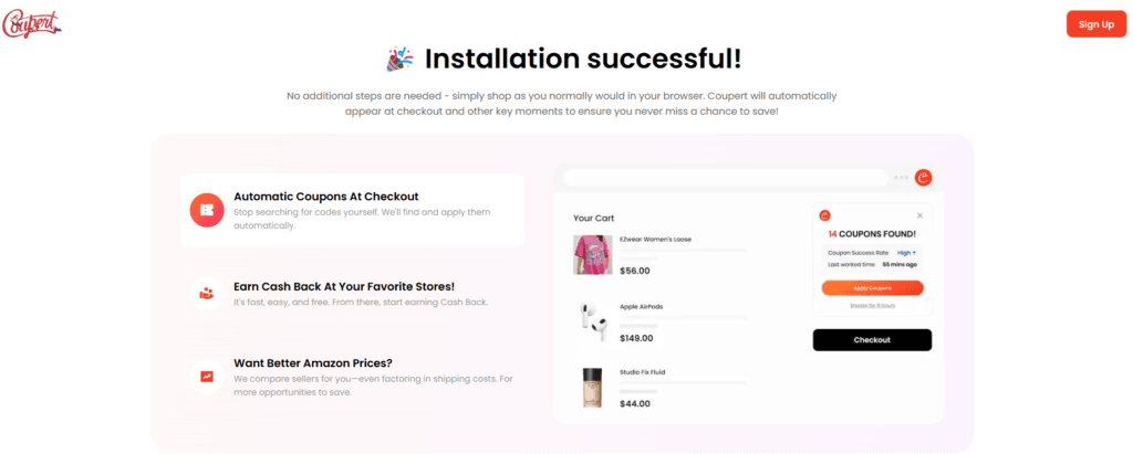 Coupert Reviews: the Coupert browser extension being installed