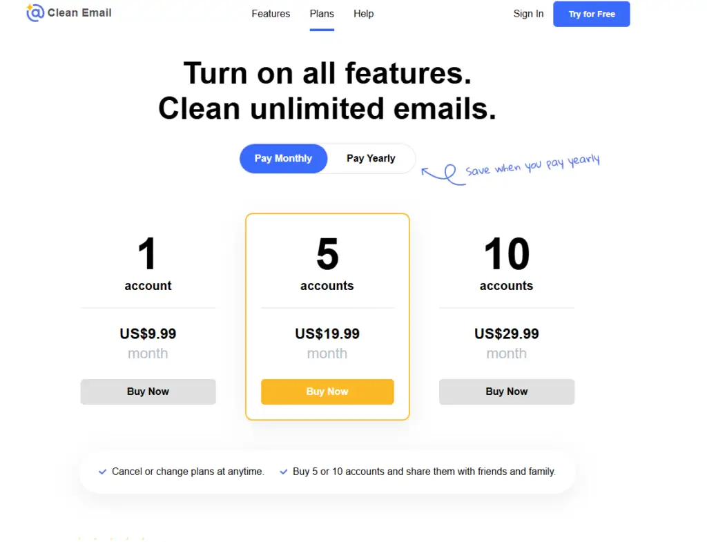 Clean Email: clean email plans
