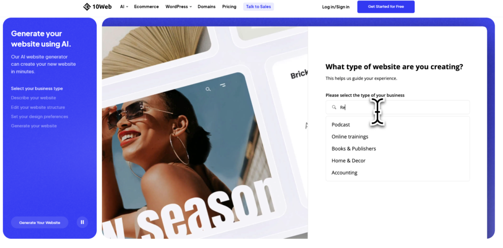10Web pricing: the AI website builder in action