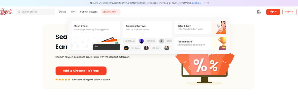 Coupert app: the referral process, including sharing the unique link and earning rewards.