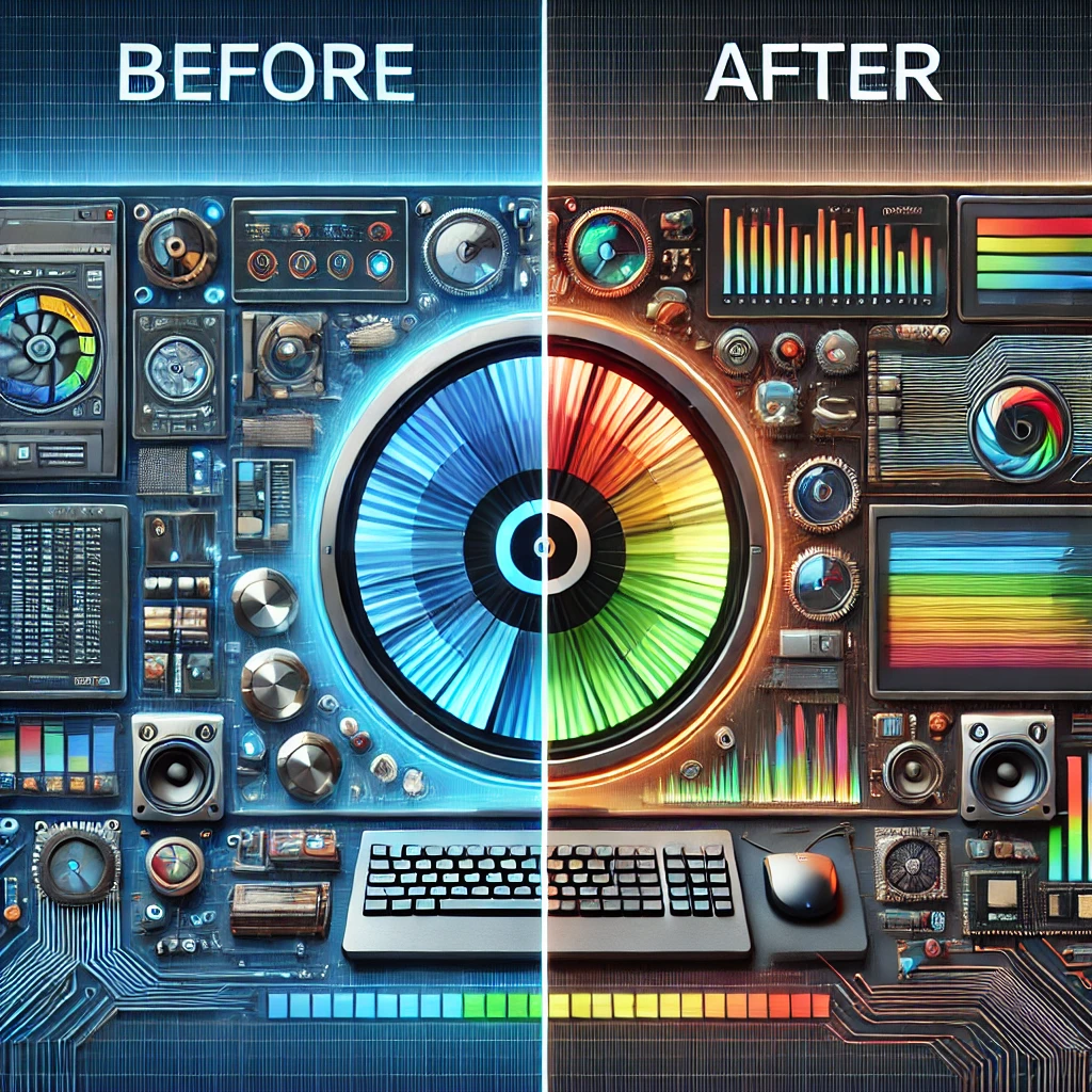 IObit: a visual comparison of system performance before and after IObit’s optimization.
