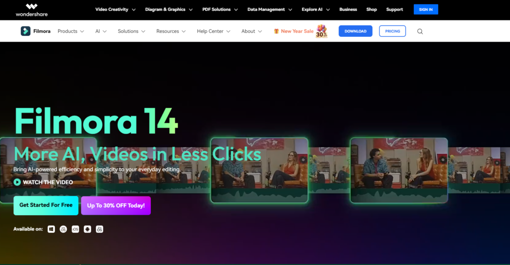 Wondershare software: Wondershare’s flagship products like Filmora