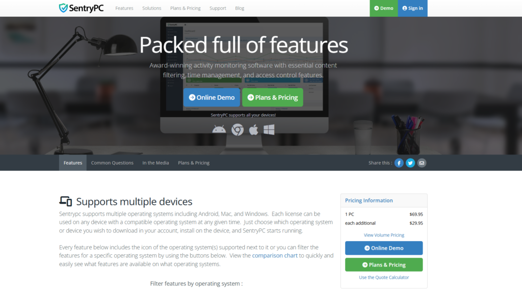 SentryPC: Feature Icons or Visuals