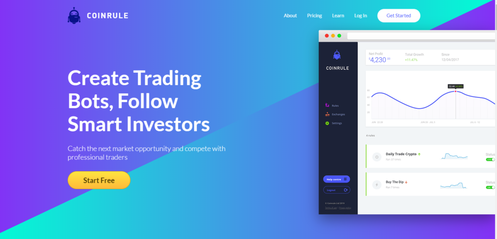 Coinrule: the dashboard