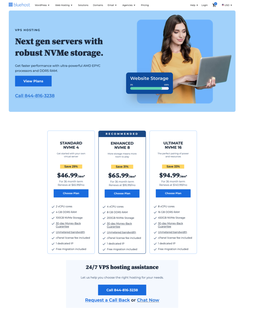 Bluehost reviews: visual representations of shared, VPS, dedicated, and WordPress hosting